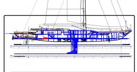 General Arrangement. This drawing shows three deck levels for the interior.
